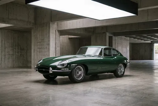 Classic Green Coupe in Concrete Garage