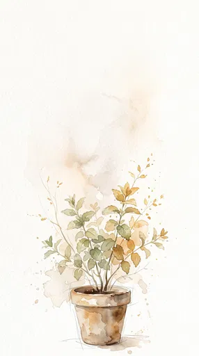 Watercolor Potted Mint Plant Illustration