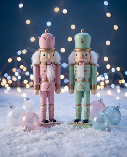 Pastel Pink and Mint Christmas Nutcrackers