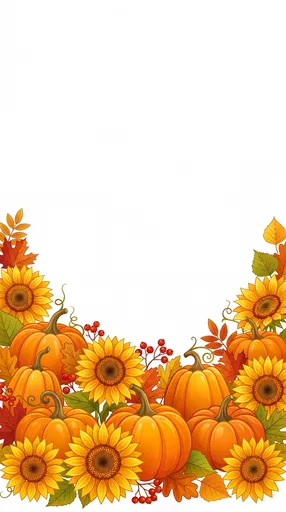 Autumn Pumpkin and Sunflower Decorative Border