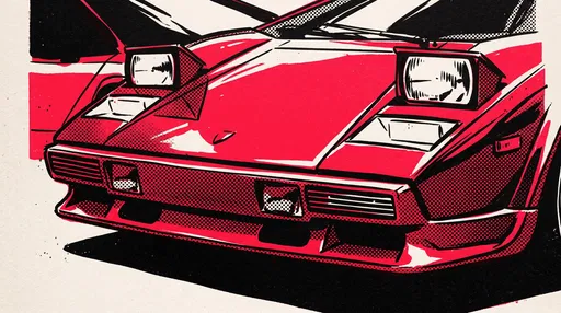 Pop Art Red 1980s Supercar Illustration