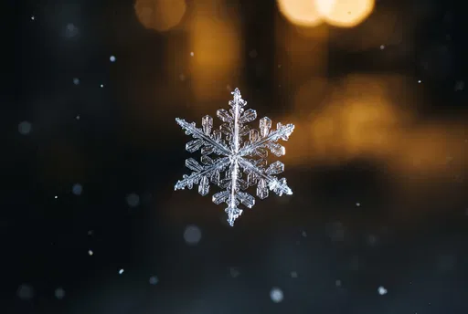 Macro Snowflake Against Warm Golden Bokeh