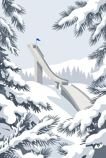 Concrete Ski Jump Through Snowy Branches