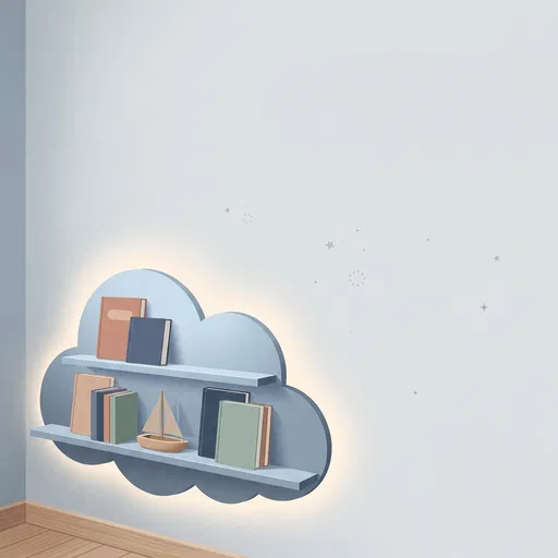 Cloud Shaped Children's Wall Bookshelf Illustration