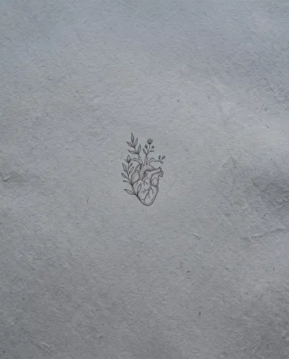 Minimalist Anatomical Heart and Botanical Drawing