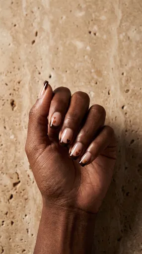 Brown French Tip Valentine Nail Art