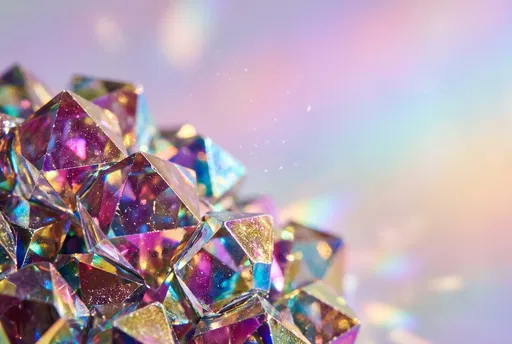 Iridescent Dichroic Glass Crystals Macro