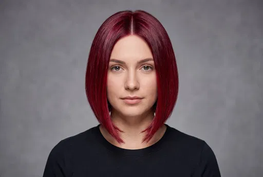 Woman With Ruby Red Bob Hairstyle