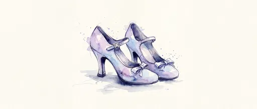 Watercolor Illustration of Pastel Mary Jane Heels
