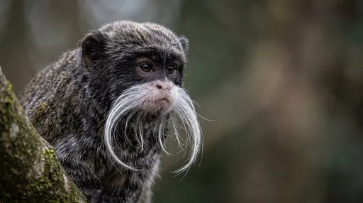 Emperor Tamarin Close-Up Portrait