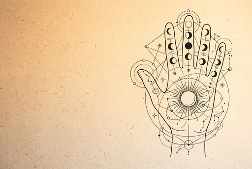 Mystical Hand Line Art on Paper