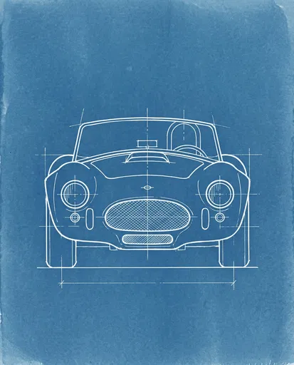 Classic Sports Car Blueprint Front View