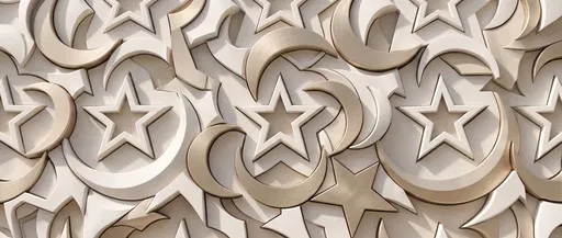 Porcelain and Gold Star Crescent Relief