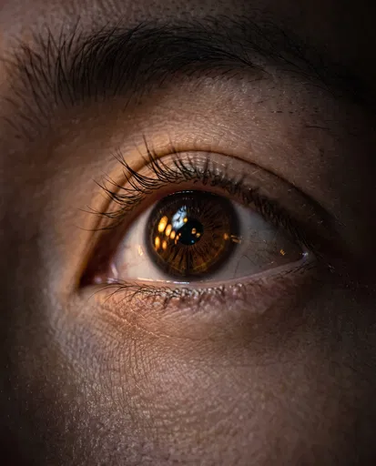 Macro Close-Up of Brown Eye