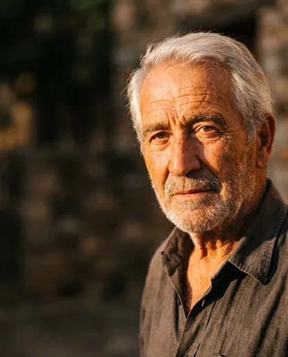 Elderly Man in Golden Hour Light