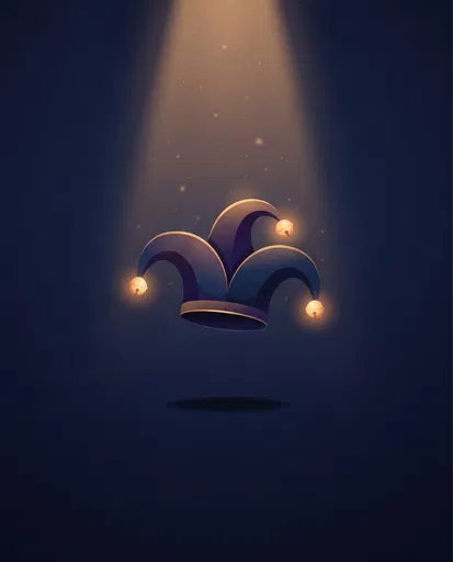 Floating Jester Hat Under Warm Spotlight
