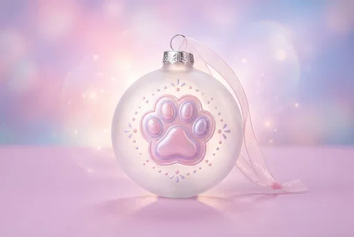 Pastel Paw Print Glass Ornament