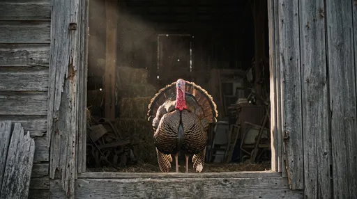Bronze Turkey in Rustic Barn Doorway