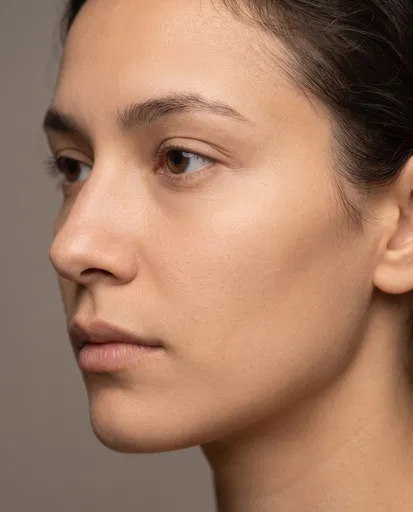 Close-Up Three-Quarter Studio Portrait of Woman