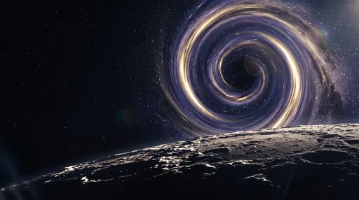Swirling Wormhole Above Rocky Planetary Horizon