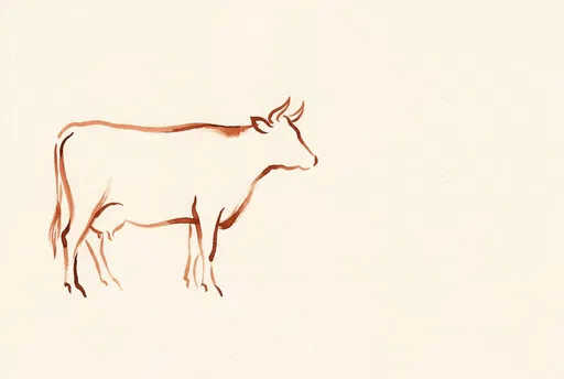 Minimalist Terracotta Ink Cow Illustration