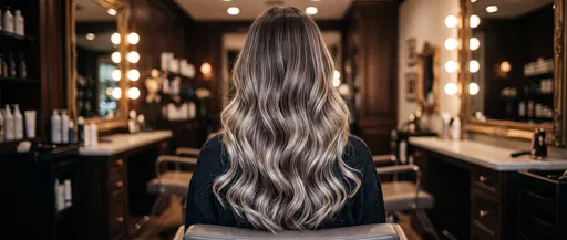 Woman With Ash Blonde Balayage Waves
