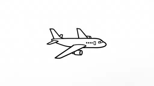 Simple Black Line Drawing of Airplane