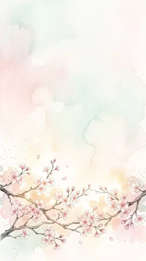 Pastel Watercolor Cherry Blossom Background