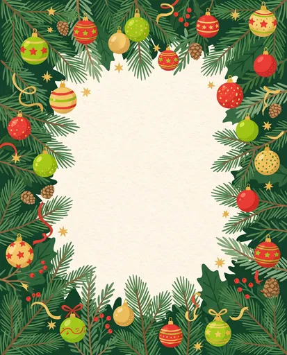 Festive Christmas Evergreen Border Illustration
