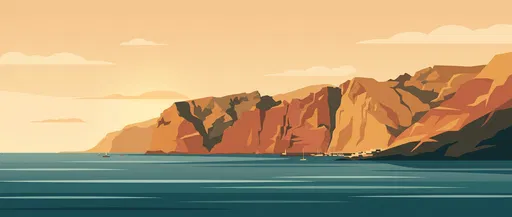 Los Gigantes Cliffs Coastal Vector Illustration