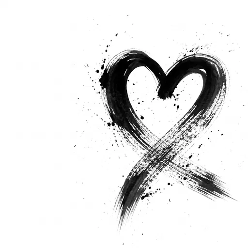 Black Ink Brush Stroke Heart