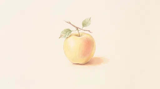 Soft Pastel Blush Yellow Apple Illustration