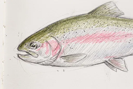 Colored Pencil Rainbow Trout Sketch