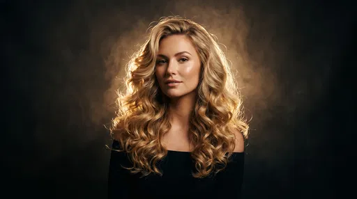 Woman with Voluminous Golden Blonde Curls