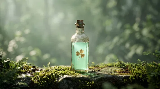 Vintage Bottle With Golden Clover
