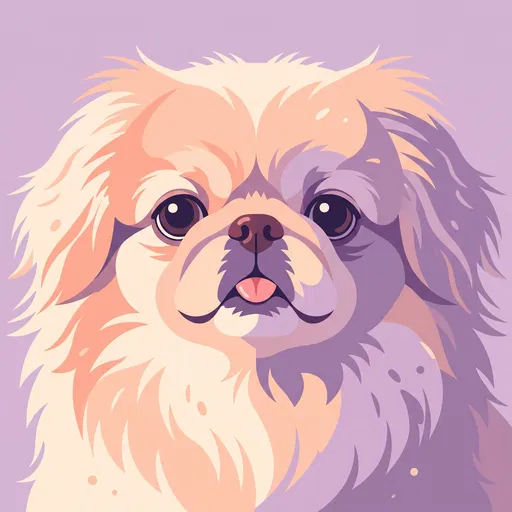Pastel Flat Illustration of Pekingese Dog
