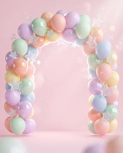 Pastel Balloon Arch Birthday Background
