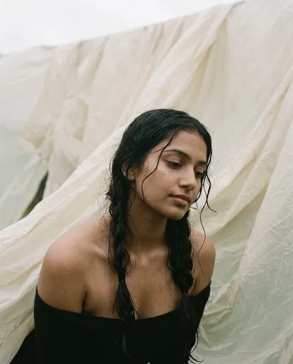 Portrait of Woman with Damp Braids