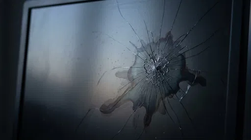 Cracked Matte Monitor Screen Close-Up