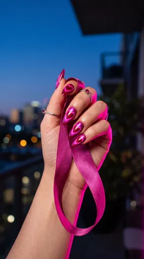 Manicured Hand With Pink Heart Nails