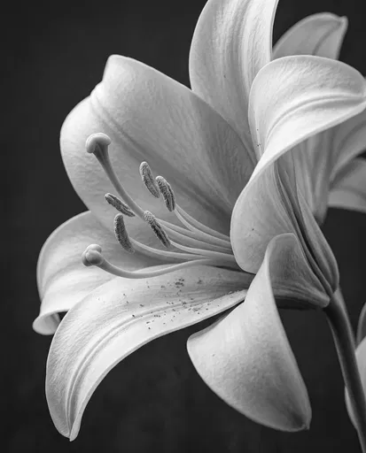 Monochrome White Lily Close-Up
