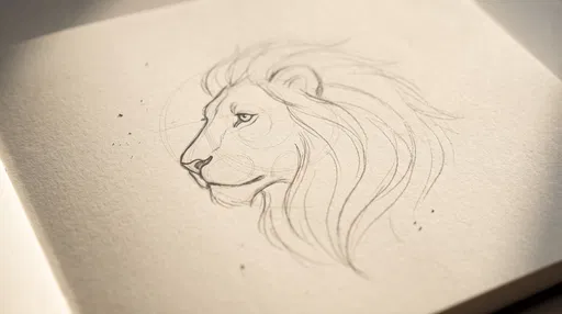 Minimal Pencil Sketch of Lion Profile