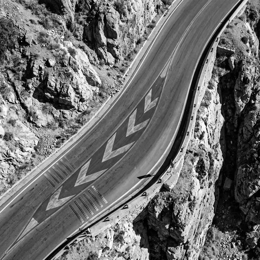 Monochrome Aerial View of Mountain Highway