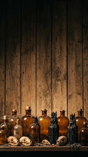 Spooky Apothecary Shelf Vertical Background