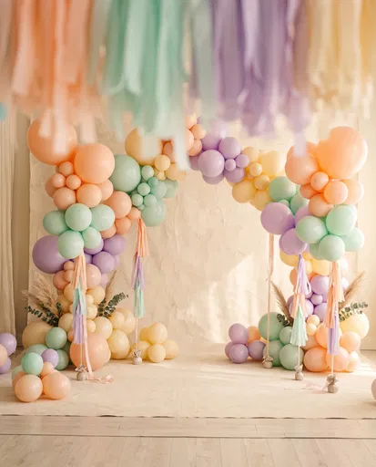 Pastel Balloon Arch Studio Backdrop