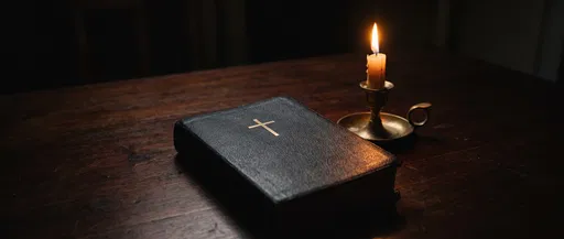 Black Leather Bible by Candlelight