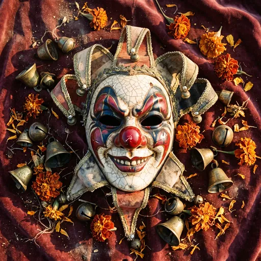Antique Cracked Porcelain Jester Clown Mask