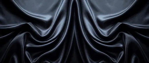 Symmetrical Draped Black Silk Fabric Background