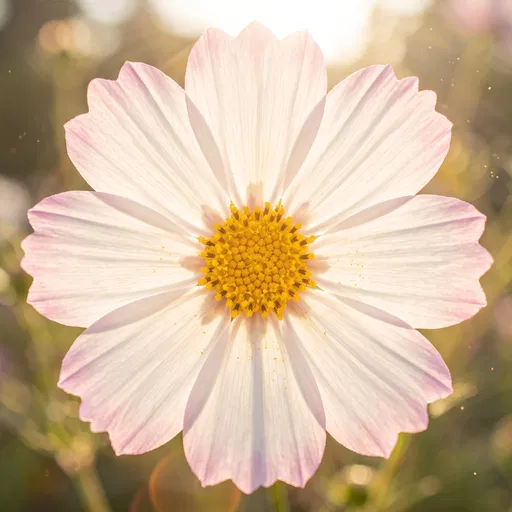 Backlit White and Pink Cosmos Flower
