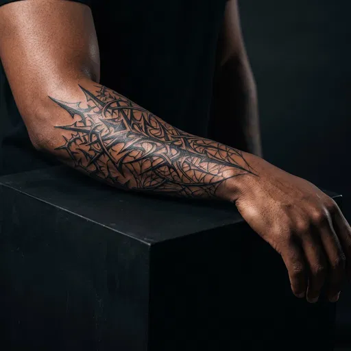 Cybersigilism Forearm Tattoo in Studio